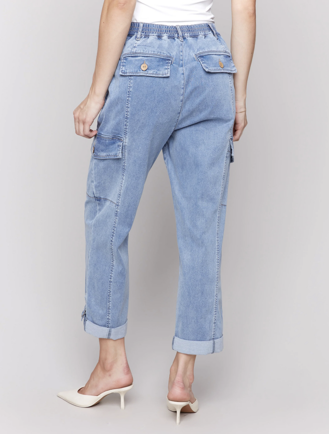 C5492R-911B - Stretch Tencel Cargo Pant-04-Bottoms-Charlie B.-Krista Anne's Boutique, Women's Fashion and Accessories Located in Oklahoma City, OK and Black Mountain, NC
