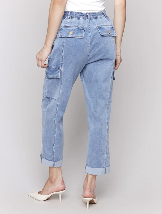 C5492R-911B - Stretch Tencel Cargo Pant-04-Bottoms-Charlie B.-Krista Anne's Boutique, Women's Fashion and Accessories Located in Oklahoma City, OK and Black Mountain, NC
