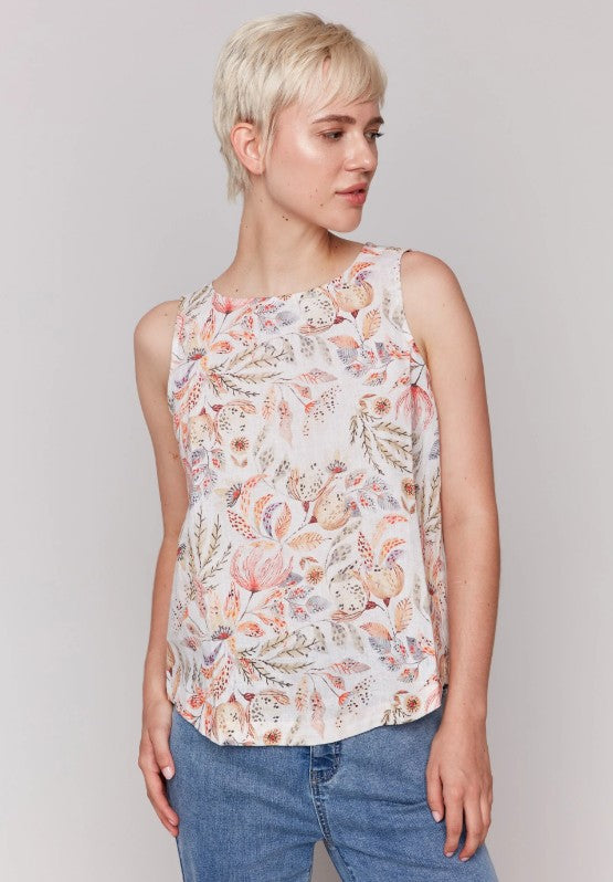 C4588-787A - Printed Sleeveless Top with Rounded Hem-02-Tops/Blouses-Charlie B.-Krista Anne's Boutique, Women's Fashion and Accessories Located in Oklahoma City, OK and Black Mountain, NC