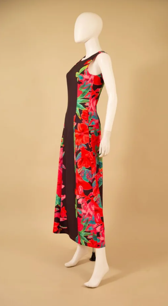 S26027 - Flower Sides Sleeveless Dress-06-Dresses/Jumpsuits-Samuel Dong-Krista Anne's Boutique, Women's Fashion and Accessories Located in Oklahoma City, OK and Black Mountain, NC