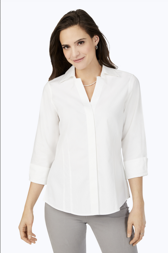 Taylor No-Iron 3/4 Sleeve Blouse-Tops-Foxcroft-Krista Anne's Boutique, Women's Fashion and Accessories Located in Oklahoma City, OK and Black Mountain, NC