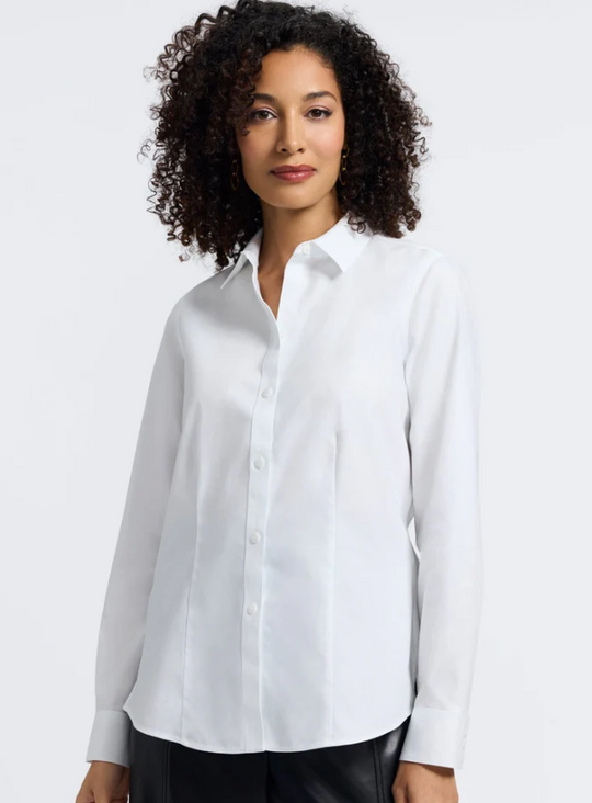 Dianna No-Iron Pinpoint Long Sleeve Blouse-Apparel-Foxcroft-Krista Anne's Boutique, Women's Fashion and Accessories Located in Oklahoma City, OK and Black Mountain, NC