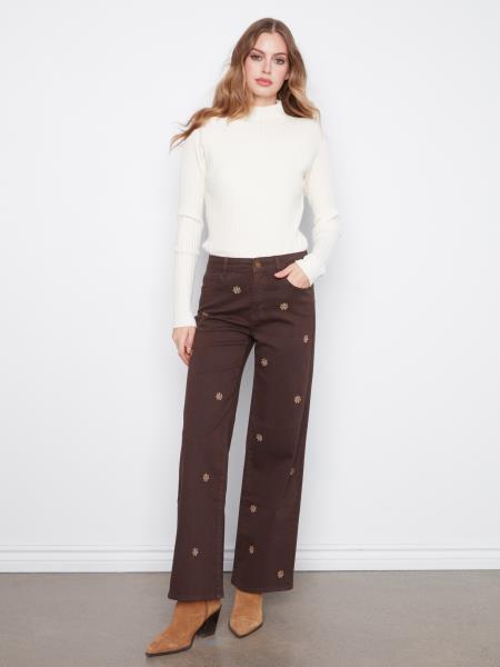 C5630E-618A - Daisy Embroidered Jean-04-Bottoms-Charlie B.-Krista Anne's Boutique, Women's Fashion and Accessories Located in Oklahoma City, OK and Black Mountain, NC