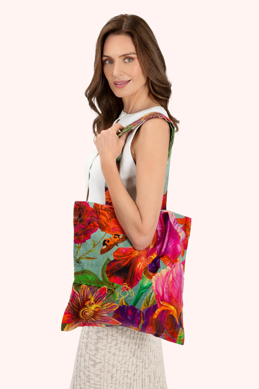 Velvet Tote Bag-09-Accessories-Powder-Krista Anne's Boutique, Women's Fashion and Accessories Located in Oklahoma City, OK and Black Mountain, NC