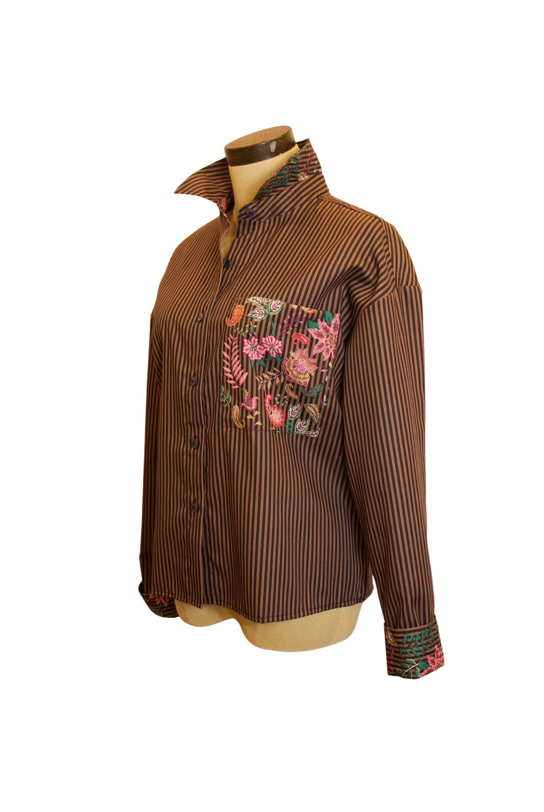 204643 - Marina Long Sleeve Stripe Floral Blouse-02-Tops/Blouses-Foxcroft-Krista Anne's Boutique, Women's Fashion and Accessories Located in Oklahoma City, OK and Black Mountain, NC