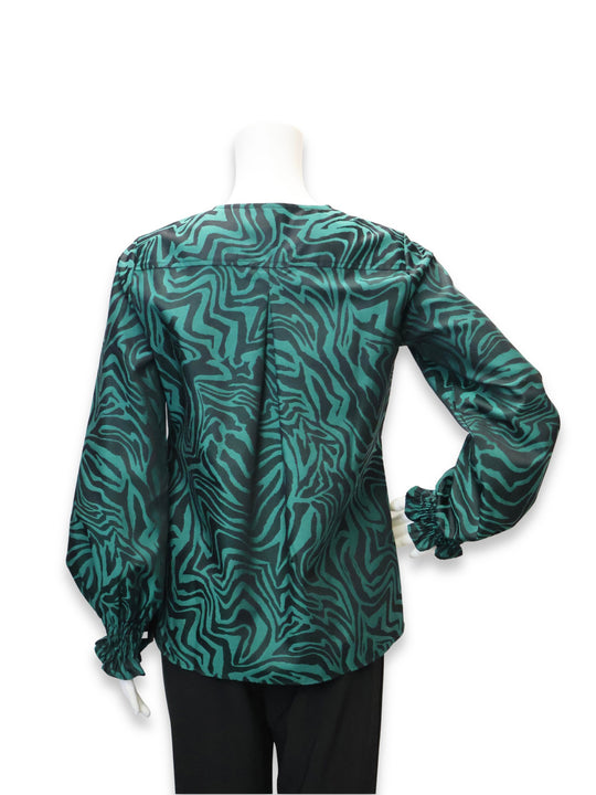 204660 - Alicia Long Sleeve Zebra Blouse-02-Tops/Blouses-Foxcroft-Krista Anne's Boutique, Women's Fashion and Accessories Located in Oklahoma City, OK and Black Mountain, NC