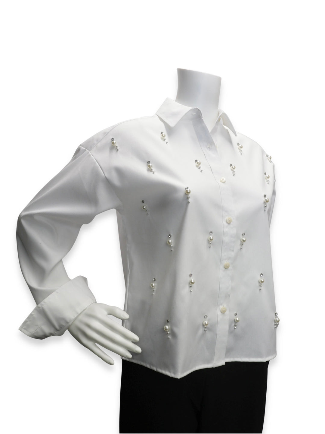 204597 - Marina Long Sleeve Pearl Blouse-02-Tops/Blouses-Foxcroft-Krista Anne's Boutique, Women's Fashion and Accessories Located in Oklahoma City, OK and Black Mountain, NC