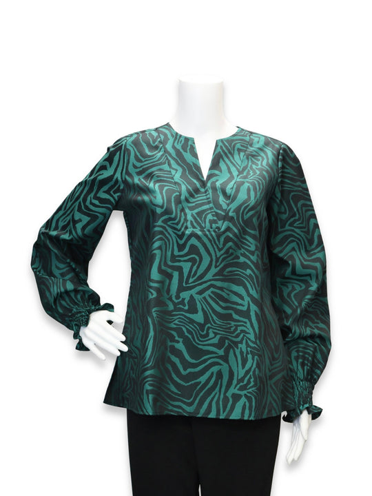 204660 - Alicia Long Sleeve Zebra Blouse-02-Tops/Blouses-Foxcroft-Krista Anne's Boutique, Women's Fashion and Accessories Located in Oklahoma City, OK and Black Mountain, NC