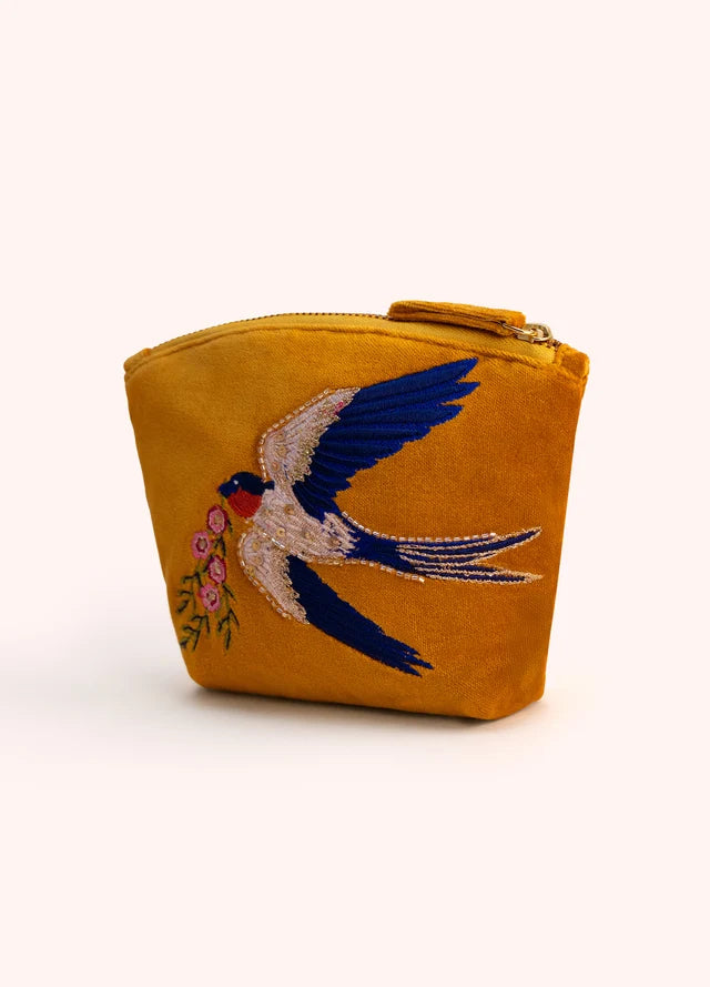 VMP43 - Embroidered Swallow Mini Pouch-09-Accessories-Powder-Krista Anne's Boutique, Women's Fashion and Accessories Located in Oklahoma City, OK and Black Mountain, NC