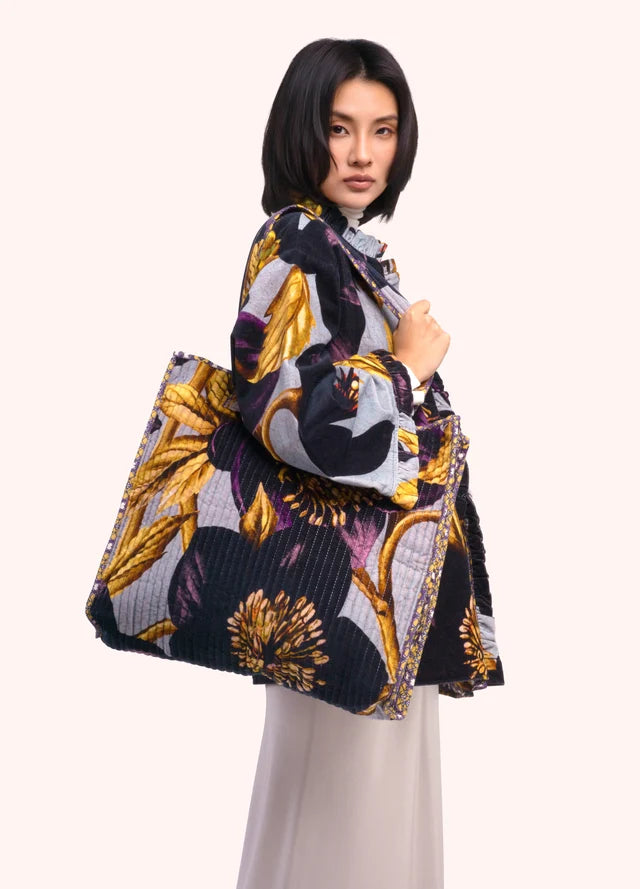 VQT7 - Hellebore Velvet Quilted Tote-09-Accessories-Powder-Krista Anne's Boutique, Women's Fashion and Accessories Located in Oklahoma City, OK and Black Mountain, NC