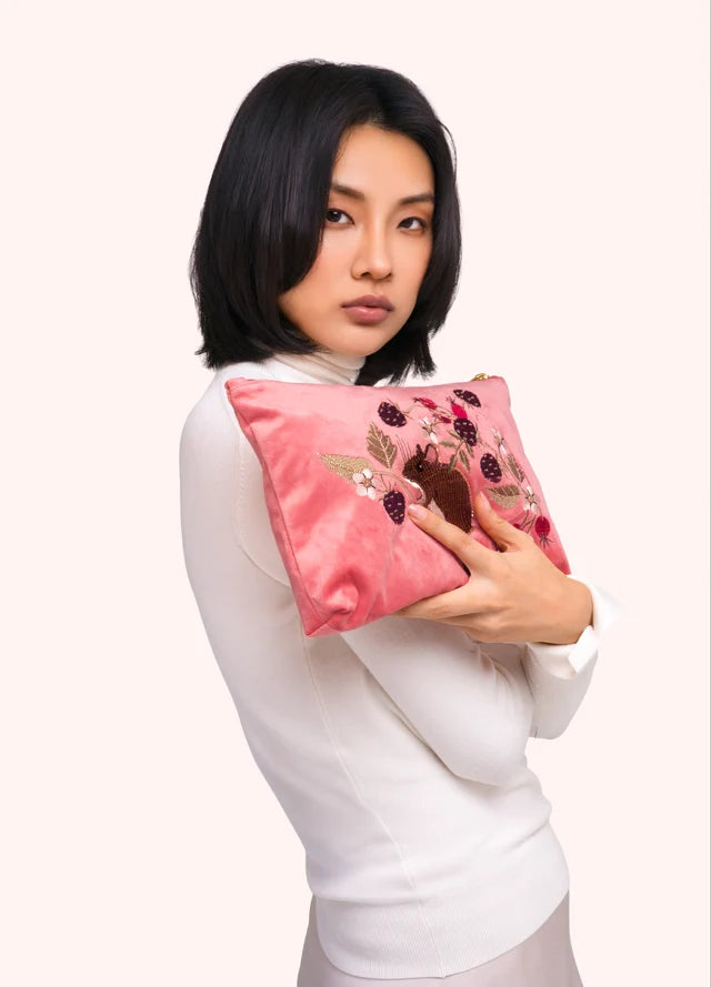VZP32 - Embroidered Mouse Zip Pouch-09-Accessories-Powder-Krista Anne's Boutique, Women's Fashion and Accessories Located in Oklahoma City, OK and Black Mountain, NC