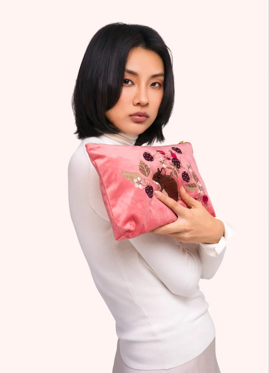 VZP32 - Embroidered Mouse Zip Pouch-09-Accessories-Powder-Krista Anne's Boutique, Women's Fashion and Accessories Located in Oklahoma City, OK and Black Mountain, NC
