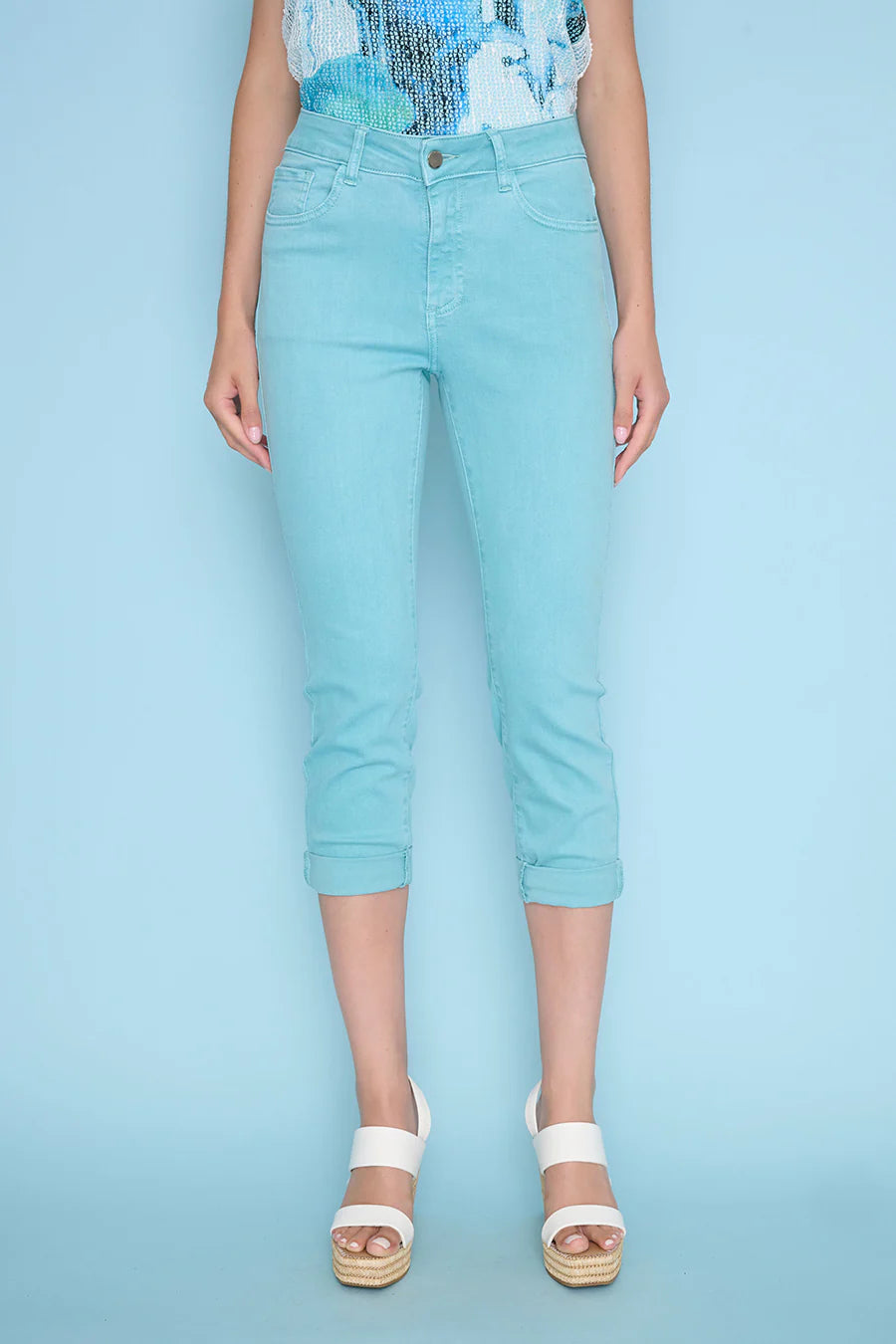Z6942 - Cuffed Cropped Jeans-04-Bottoms-Picadilly-Krista Anne's Boutique, Women's Fashion and Accessories Located in Oklahoma City, OK and Black Mountain, NC