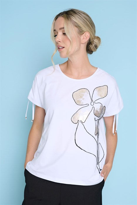 ZJ709OM - Ruched Shoulder Tee-03-Tees/Tanks-Picadilly-Krista Anne's Boutique, Women's Fashion and Accessories Located in Oklahoma City, OK and Black Mountain, NC