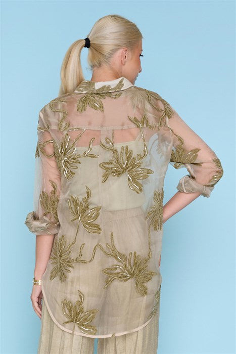 ZM257 - Embroidery and Sequin Blouse-02-Tops/Blouses-Picadilly-Krista Anne's Boutique, Women's Fashion and Accessories Located in Oklahoma City, OK and Black Mountain, NC