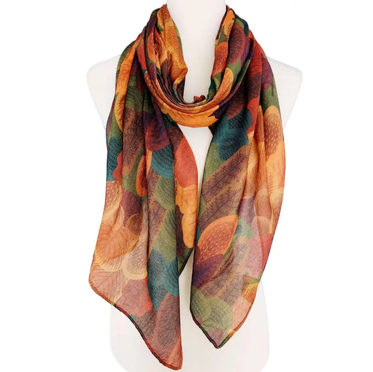 JC071155 - Falling Leaves Scarf-08-Scarves/Wraps-JC Sunny Fashion-Krista Anne's Boutique, Women's Fashion and Accessories Located in Oklahoma City, OK and Black Mountain, NC