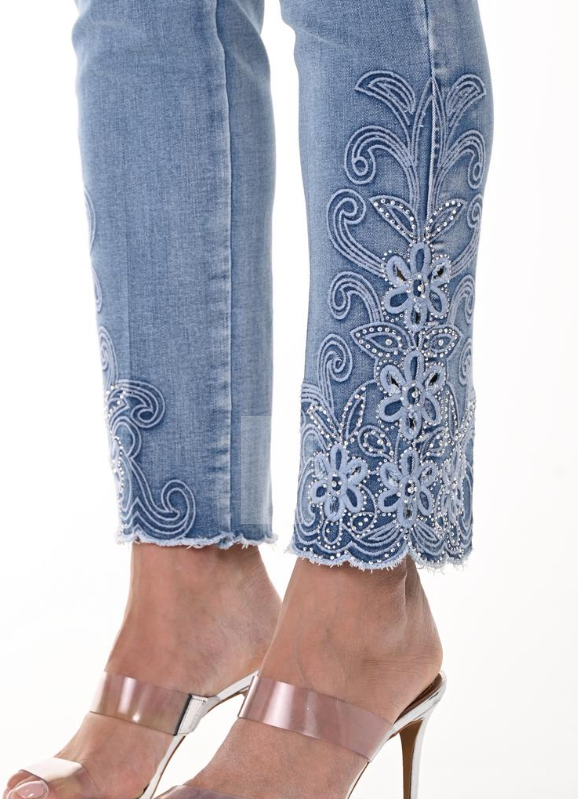 246220U - Embellished Hem Jean-4-Bottoms-Frank Lyman-Krista Anne's Boutique, Women's Fashion and Accessories Located in Oklahoma City, OK