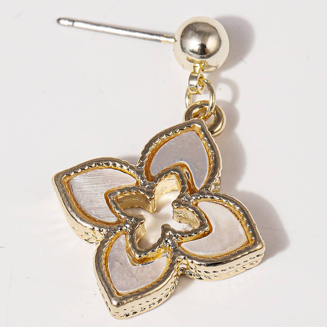 MOP Double Layer Clover 14K Plated Post Earrings-09-Accessories-Fashion City-Krista Anne's Boutique, Women's Fashion and Accessories Located in Oklahoma City, OK and Black Mountain, NC