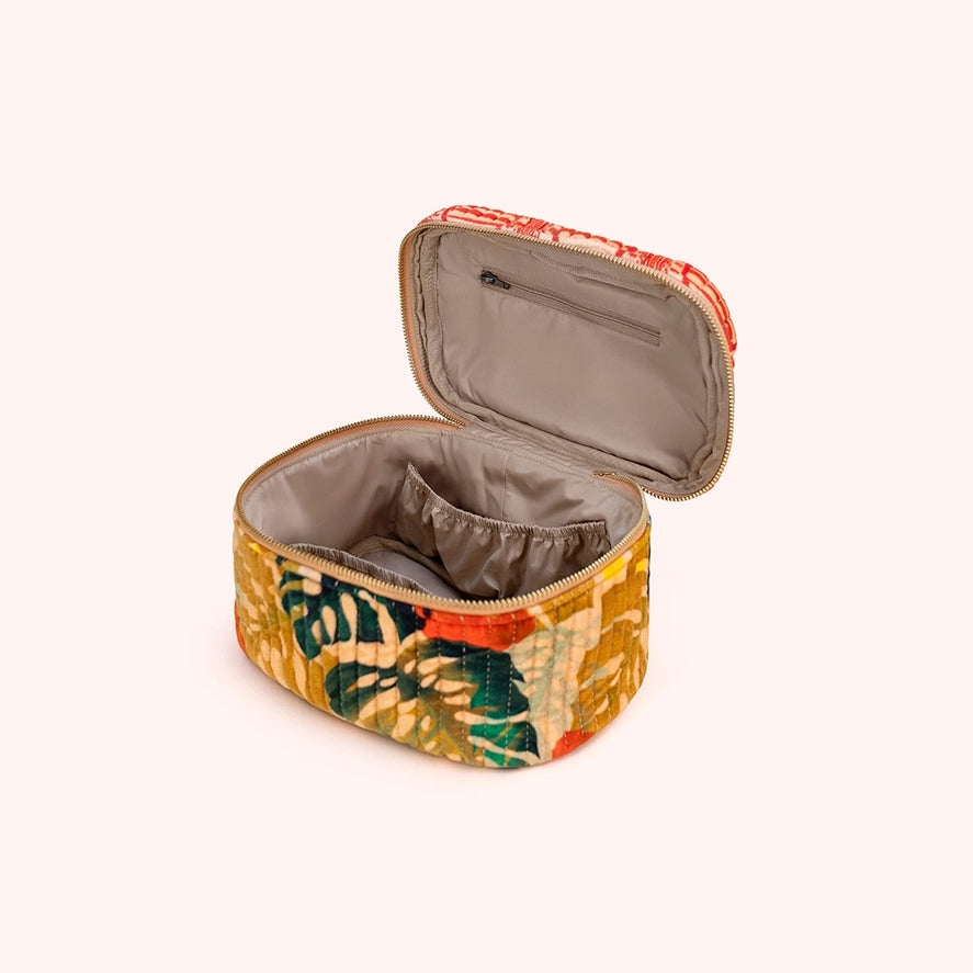 QVC2 - Exotic Leaves Quilted Vanity Case-09-Accessories-Powder-Krista Anne's Boutique, Women's Fashion and Accessories Located in Oklahoma City, OK and Black Mountain, NC