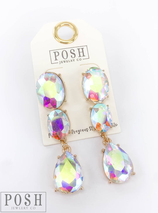 9PE223 - Rhinestone oval and teardrop earring-10-Jewelry-Pink Panache Brands-Krista Anne's Boutique, Women's Fashion and Accessories Located in Oklahoma City, OK and Black Mountain, NC