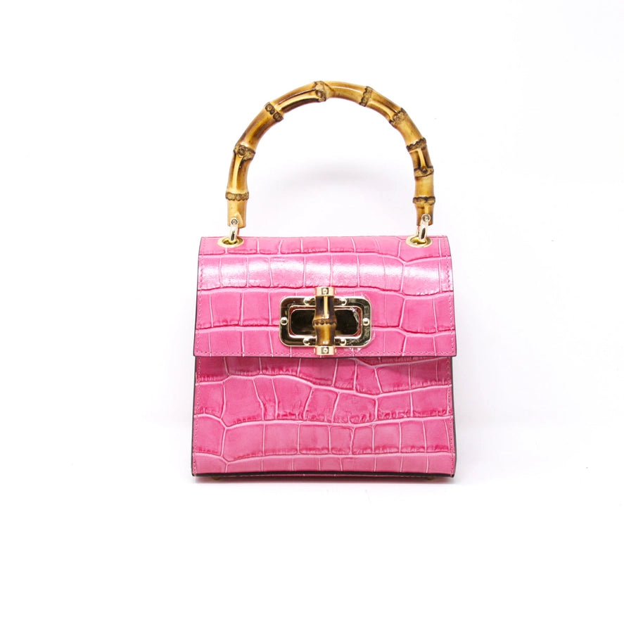 GF1922 - Bamboo Handle Bag-09-Accessories-German Fuentes-Krista Anne's Boutique, Women's Fashion and Accessories Located in Oklahoma City, OK and Black Mountain, NC