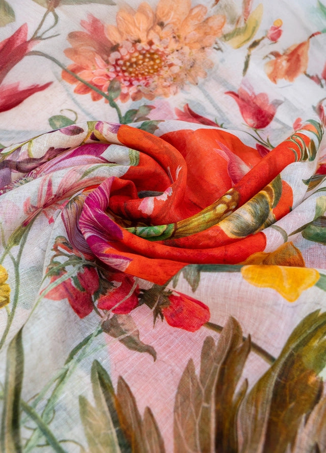 LIN40 - Fine Flowers Scarf-08-Scarves/Wraps-Powder-Krista Anne's Boutique, Women's Fashion and Accessories Located in Oklahoma City, OK and Black Mountain, NC