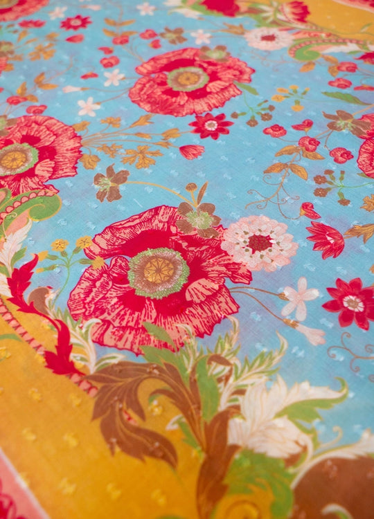 CSC6 - Paisley Poppies Cotton Scarf-08-Scarves/Wraps-Powder-Krista Anne's Boutique, Women's Fashion and Accessories Located in Oklahoma City, OK and Black Mountain, NC