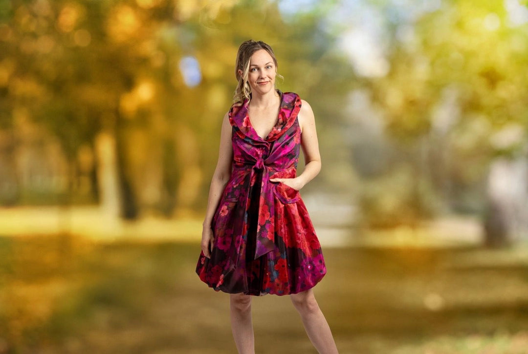 F25150 - Printed Bubble Dress-06-Dresses/Jumpsuits-Samuel Dong-Krista Anne's Boutique, Women's Fashion and Accessories Located in Oklahoma City, OK and Black Mountain, NC