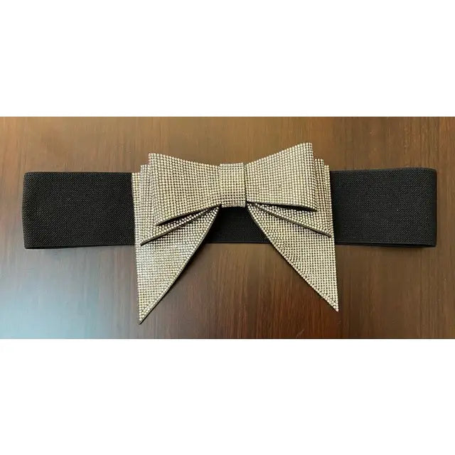 BT982 - Rhinestone Bow Stretch Belt-09-Accessories-Samuel Dong-Krista Anne's Boutique, Women's Fashion and Accessories Located in Oklahoma City, OK and Black Mountain, NC