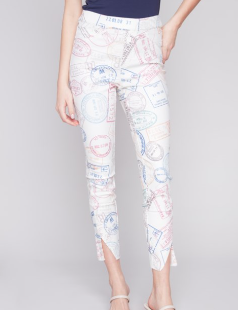 C5409R-856B - Printed Pull-On Twill Pant-04-Bottoms-Charlie B.-Krista Anne's Boutique, Women's Fashion and Accessories Located in Oklahoma City, OK and Black Mountain, NC