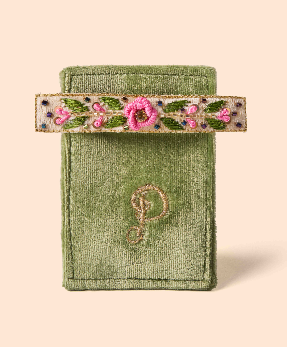 Embroidered Hair Barrette-09-Accessories-Powder-Krista Anne's Boutique, Women's Fashion and Accessories Located in Oklahoma City, OK and Black Mountain, NC