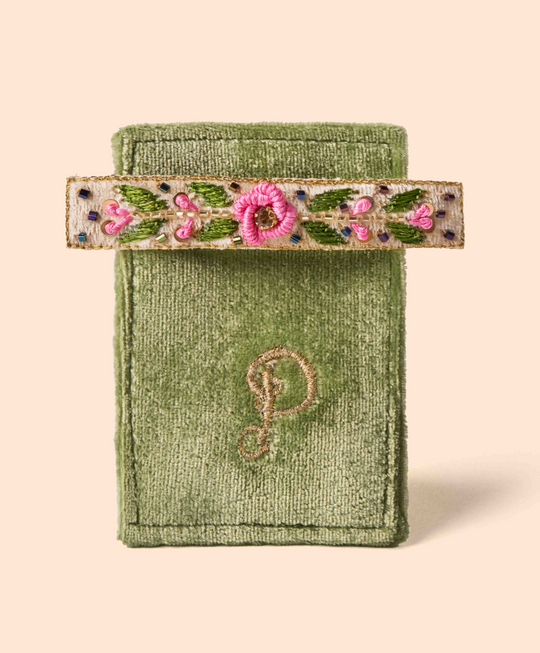 Embroidered Hair Barrette-09-Accessories-Powder-Krista Anne's Boutique, Women's Fashion and Accessories Located in Oklahoma City, OK and Black Mountain, NC