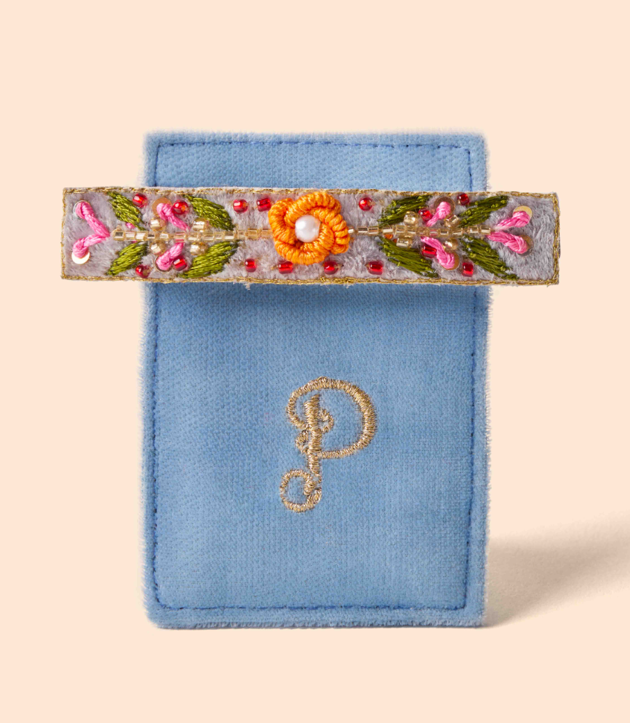 Embroidered Hair Barrette-09-Accessories-Powder-Krista Anne's Boutique, Women's Fashion and Accessories Located in Oklahoma City, OK and Black Mountain, NC