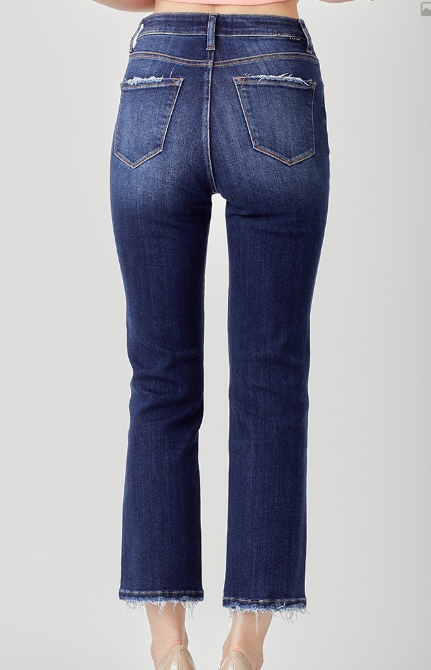 RDP5250 - High Rise Crop Straight Jeans-04-Bottoms-Risen Jeans-Krista Anne's Boutique, Women's Fashion and Accessories Located in Oklahoma City, OK and Black Mountain, NC