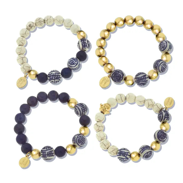 2300 - Porcelain Bead Stretch Bracelet-10-Jewelry-Susan Shaw-Krista Anne's Boutique, Women's Fashion and Accessories Located in Oklahoma City, OK and Black Mountain, NC