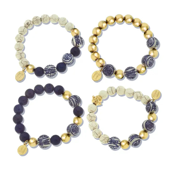 2300 - Porcelain Bead Stretch Bracelet-10-Jewelry-Susan Shaw-Krista Anne's Boutique, Women's Fashion and Accessories Located in Oklahoma City, OK and Black Mountain, NC