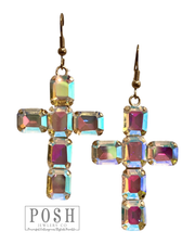 9PE408 - Rhinestone cross earring-10-Jewelry-Pink Panache Brands-Krista Anne's Boutique, Women's Fashion and Accessories Located in Oklahoma City, OK and Black Mountain, NC