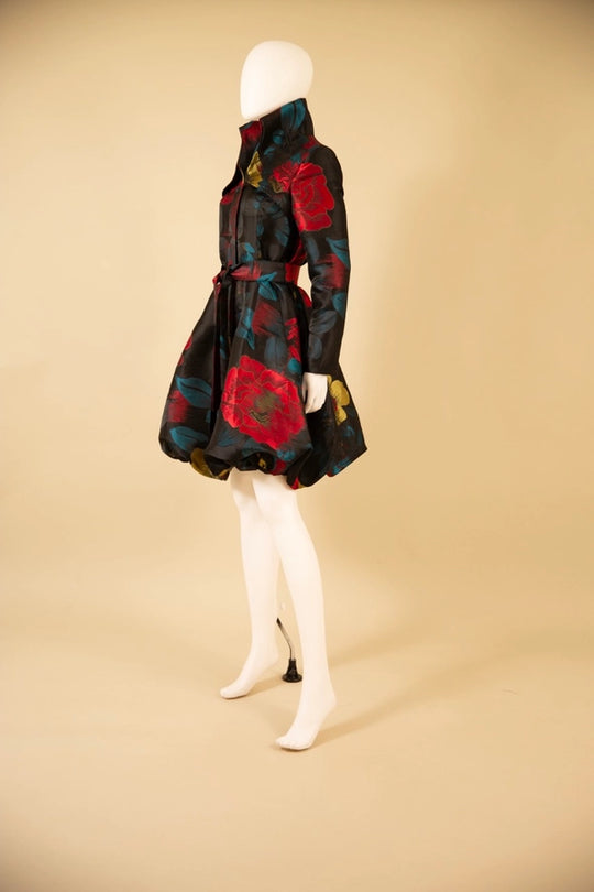 F22028 - Floral Brocade Bubble Coat Dress-06-Dresses/Jumpsuits-Samuel Dong-Krista Anne's Boutique, Women's Fashion and Accessories Located in Oklahoma City, OK and Black Mountain, NC