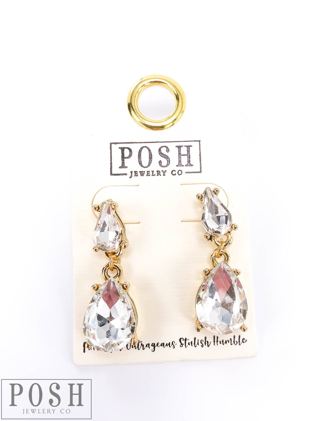 9PE200 - Double teardrop rhinestone earring-10-Jewelry-Pink Panache Brands-Krista Anne's Boutique, Women's Fashion and Accessories Located in Oklahoma City, OK and Black Mountain, NC