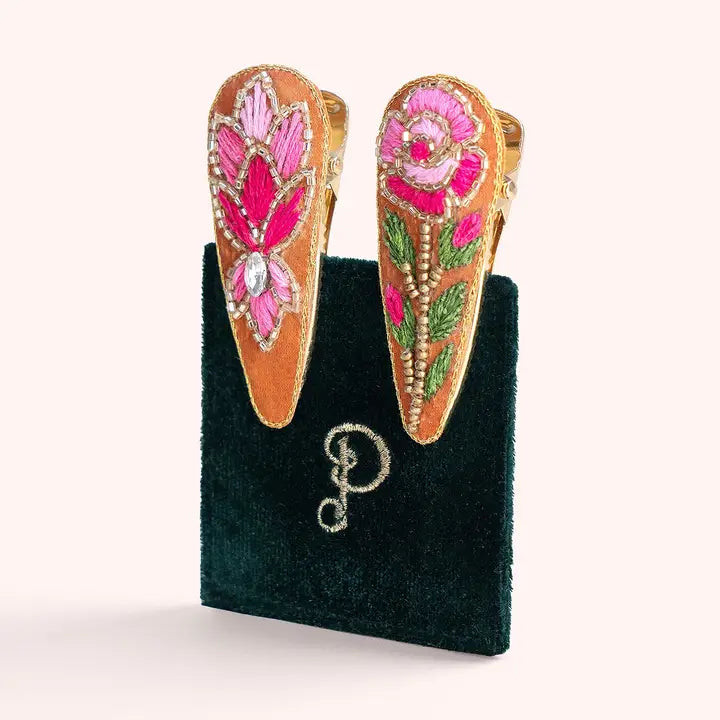 JEW49 - Rosey Jewelled Hair Clips (Set of 2)-09-Accessories-Powder-Krista Anne's Boutique, Women's Fashion and Accessories Located in Oklahoma City, OK and Black Mountain, NC