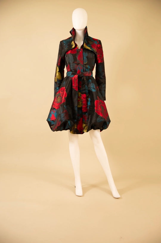 F22028 - Floral Brocade Bubble Coat Dress-06-Dresses/Jumpsuits-Samuel Dong-Krista Anne's Boutique, Women's Fashion and Accessories Located in Oklahoma City, OK and Black Mountain, NC