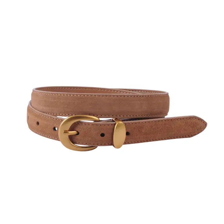 5269 - Suede Belt with Gold Curve Buckle-09-Accessories-Most Wanted USA-Krista Anne's Boutique, Women's Fashion and Accessories Located in Oklahoma City, OK and Black Mountain, NC