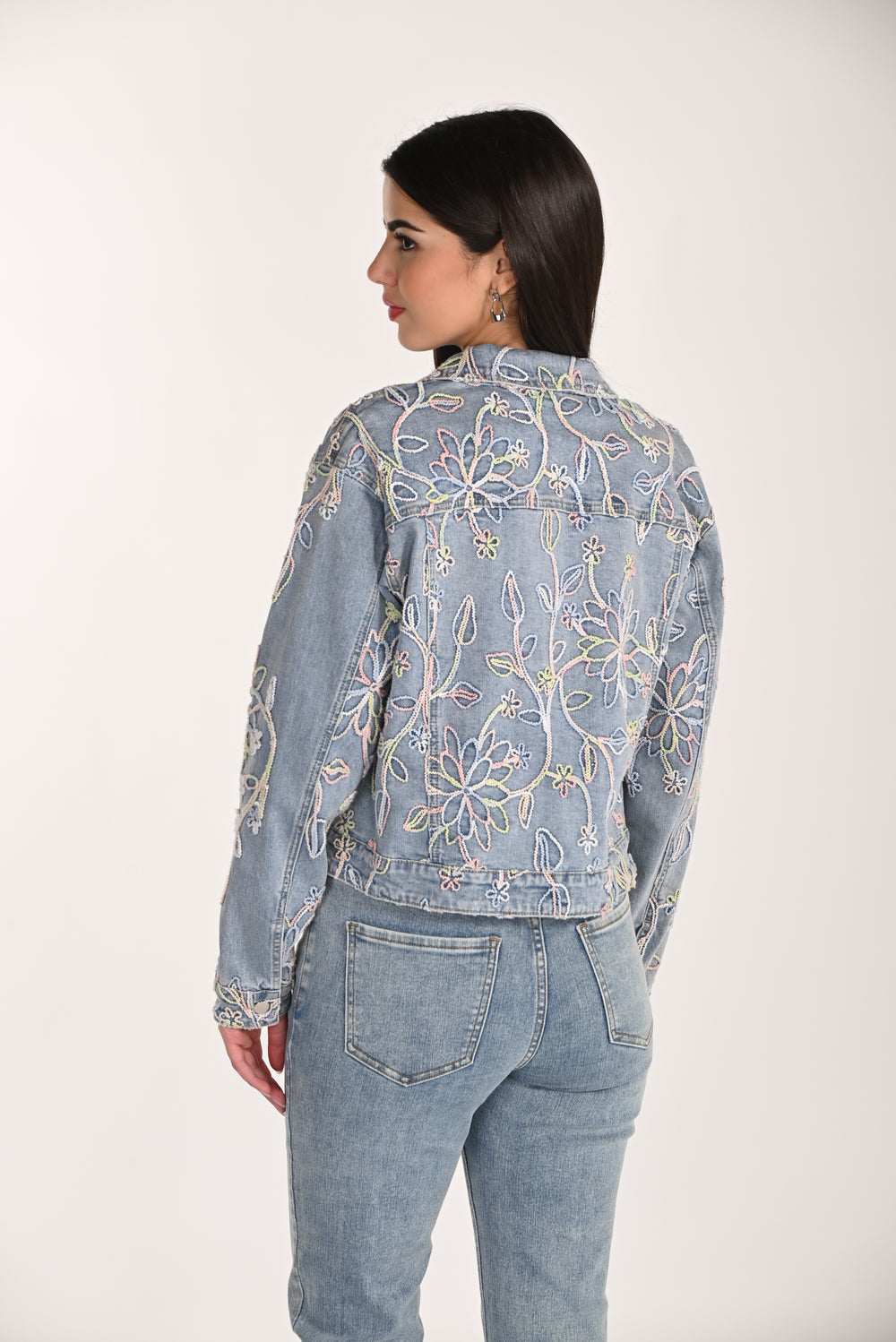 266591 - Rainbow Embroidery Denim Jacket-01-Jackets/Blazers-Frank Lyman-Krista Anne's Boutique, Women's Fashion and Accessories Located in Oklahoma City, OK and Black Mountain, NC