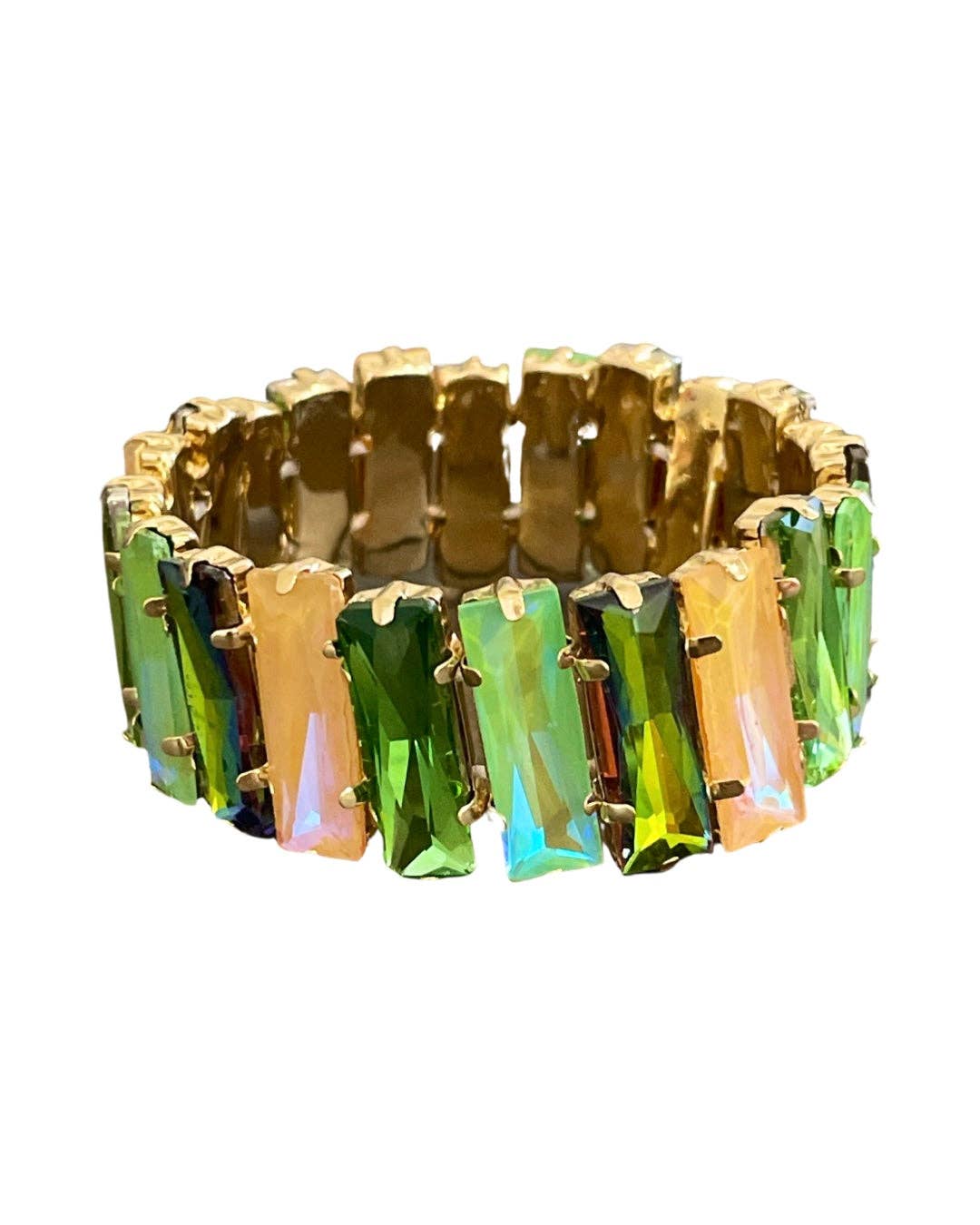 1CNC P125 - Green rhinestone stretch bracelet-Pink Panache Brands-Krista Anne's Boutique, Women's Fashion and Accessories Located in Oklahoma City, OK and Black Mountain, NC