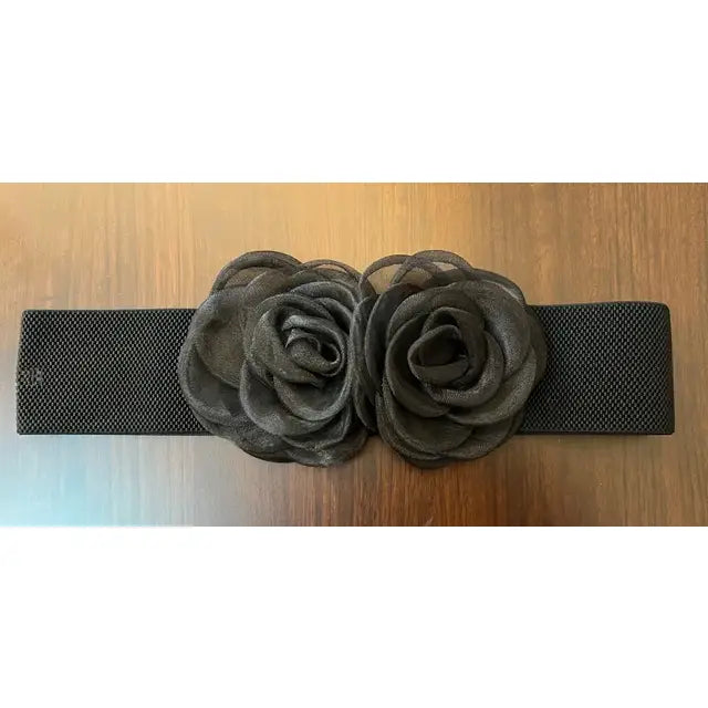 BT991 - Double Rose Stretch Belt-09-Accessories-Samuel Dong-Krista Anne's Boutique, Women's Fashion and Accessories Located in Oklahoma City, OK and Black Mountain, NC