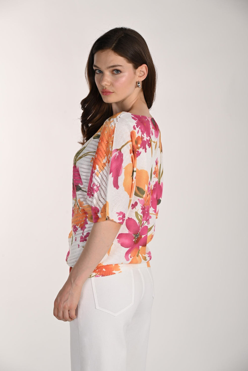 261644 - V-neck Floral Knit Top-03-Tees/Tanks-Frank Lyman-Krista Anne's Boutique, Women's Fashion and Accessories Located in Oklahoma City, OK and Black Mountain, NC