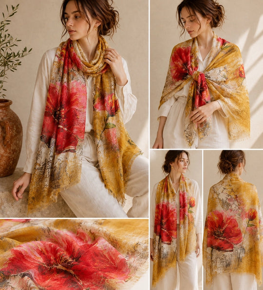 JC02450117 - Painter's Poppy Scarf-08-Scarves/Wraps-JC Sunny Fashion-Krista Anne's Boutique, Women's Fashion and Accessories Located in Oklahoma City, OK and Black Mountain, NC