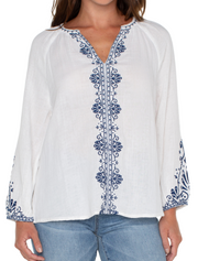 LM8B71EE6E05 - L/S Embroidered Double Gauze Woven Top