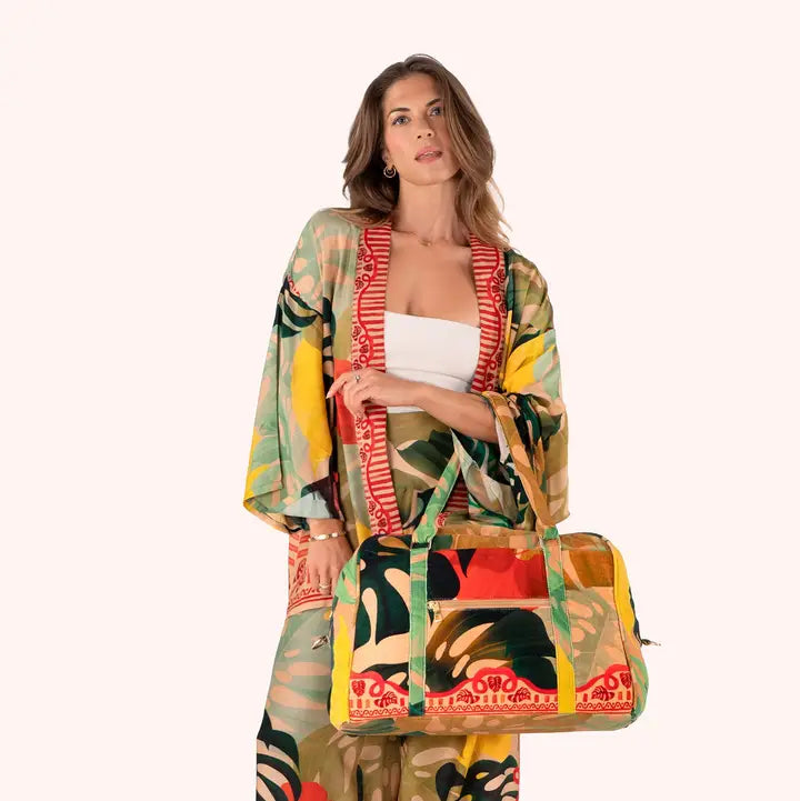 LWB3 - Exotic Leaves Luxe Weekender Bag-09-Accessories-Powder-Krista Anne's Boutique, Women's Fashion and Accessories Located in Oklahoma City, OK and Black Mountain, NC