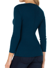 LM8683SW30 - Crewneck 3/4 Sleeve Sweater w/ Pointelle